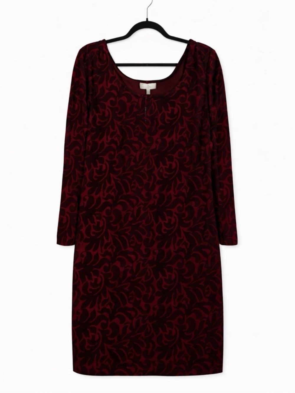 Jessica Simpson Maternity Dress XL Burgundy Floral Long Sleeve Fall Holiday - Picture 2 of 10